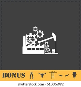 Industrial building factory and power plants icon flat. Simple vector symbol and bonus icon