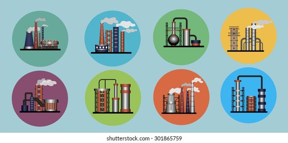 Industrial building factory vector image design pair for your illustration, postcards, label, poster and other decoration needs.
