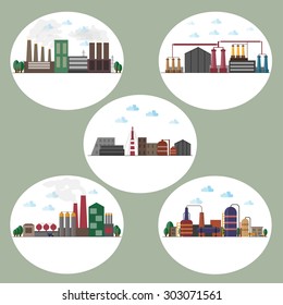 Industrial building factory vector image design pair for your illustration, postcards, label, poster and other decoration needs.