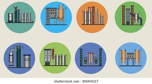 Industrial building factory vector image design set for your illustration, postcards, label, poster and other decoration needs.