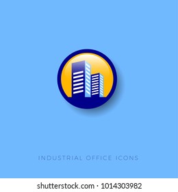 Industrial building icon
Multi storey buildings  in a round glossy badge
