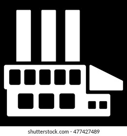 Industrial Building icon. Vector style is flat iconic symbol, white color, black background.