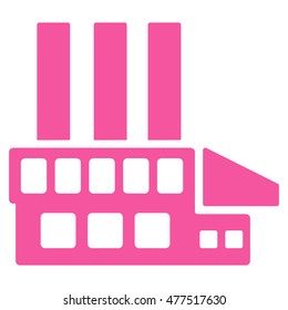Industrial Building icon. Vector style is flat iconic symbol, pink color, white background.