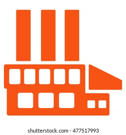 Industrial Building icon. Vector style is flat iconic symbol, orange color, white background.