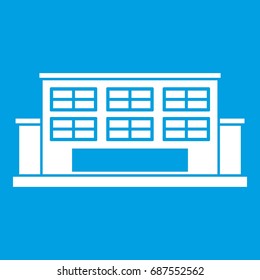 Industrial building icon white isolated on blue background vector illustration