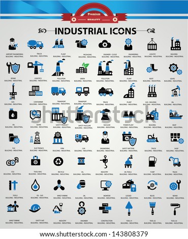 Industrial and Building icons, Blue version,vector