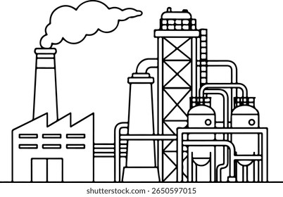 Industrial Building Illustration Factory Structure Design Vector Art Illustration