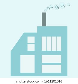 Industrial building isolated icon with chimney