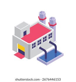  Industrial Building isometric vector illustration.