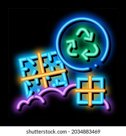 industrial building neon light sign vector. Glowing bright icon industrial building sign. transparent symbol illustration