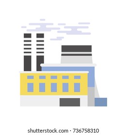 Industrial building, power plant vector illustration