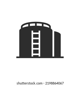 Industrial building with tanks icon. Monochrome black and white symbol