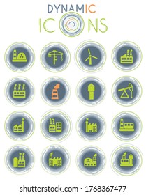 industrial building vector icons on white background with dynamic lines for animation for web and user interface design