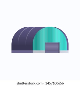 industrial building warehouse hangar icon factory production distribution goods or storage concept white background flat