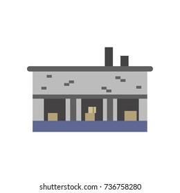 Industrial building, warehouse vector illustration