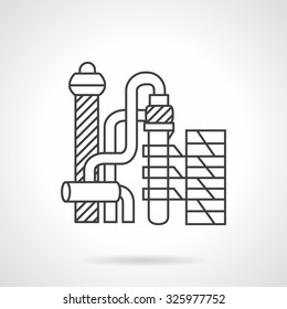 Industrial buildings and complex. Petrochemical plant. Flat thin line vector icon. Design symbols for business and website.