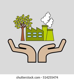 industrial buildings eco environment graaphic vector illustration eps 10