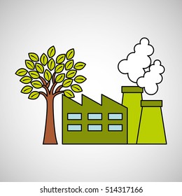 industrial buildings eco environment graaphic vector illustration eps 10