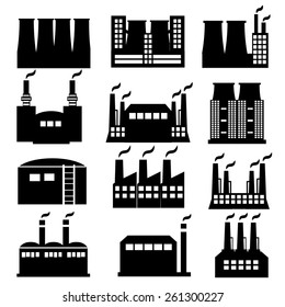 Vektor Stok Industrial Buildings Factories Nuclear Power Plants Tanpa Royalti