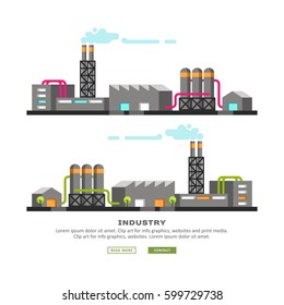 Industrial buildings, manufacturing. Vector illustration.