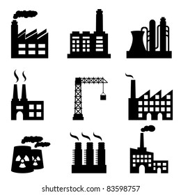 Industrial buildings on white background
