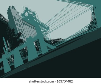 Industrial Buildings. Vector illustration of plant or factory. 