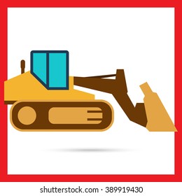 Industrial bulldozer icon