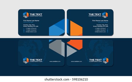 industrial business cards, dark blue and multicolored design template