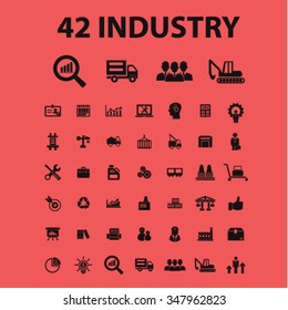 Industrial business, factory, industry, meeting, logistics, manufacturing, plant, engineering, business concept  icons, signs vector concept set for infographics, mobile, website, application