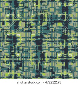 Industrial camouflage - vector seamless pattern of abstract techno ornaments