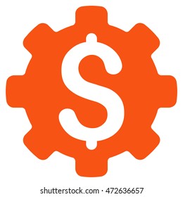 Industrial Capital icon. Vector style is flat iconic symbol with rounded angles, orange color, white background.