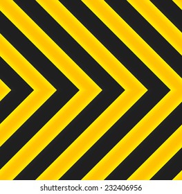 Industrial Caution, road warnings or directional street sign. Glossy yellow-black striped vector seamless pattern