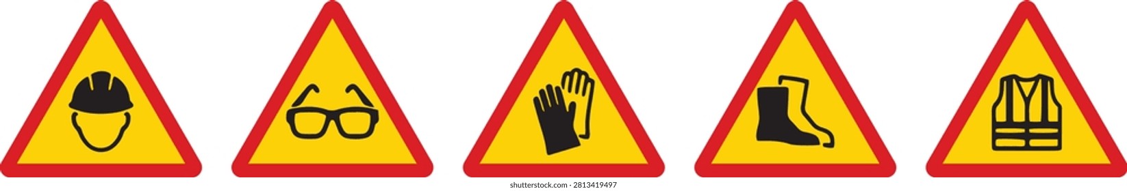 Industrial cautionary warning signs for laser radiation corrosive substances and high voltage with industrial radiation chemical corrosive electricity triangle protection