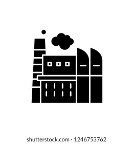 Industrial centre black icon, vector sign on isolated background. Industrial centre concept symbol, illustration 