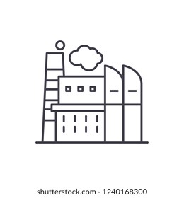 Industrial centre line icon concept. Industrial centre vector linear illustration, symbol, sign