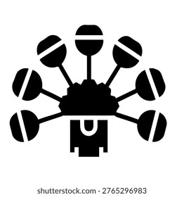 Industrial Centrifuge Machine Vector Silhouette for Chemical Processing and Laboratory Research Rotating Separation System Flat Minimalist Icon Design