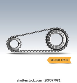 Industrial Chain Sprocket Silhouette,vector