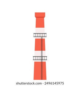 Industrial chimney. Manufacturing industrial chimney, toxic air chimney pipes, factory chimney smoke pollution vector illustration. Plant emitting dirty smog, air pollution