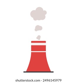 Industrial chimney. Manufacturing industrial chimney, toxic air chimney pipes, factory chimney smoke pollution vector illustration. Plant emitting dirty smog, air pollution