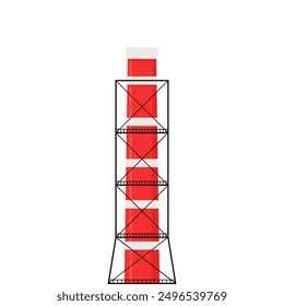 Industrial chimney. Manufacturing industrial chimney, toxic air chimney pipes, factory chimney smoke pollution vector illustration. Plant emitting dirty smog, air pollution