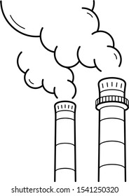 Industrial chimney smoke. Vector outline icon.
