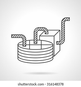Industrial chocolate processing machine. Flat line design vector icon. Food processing. Elements of web design for business and website.