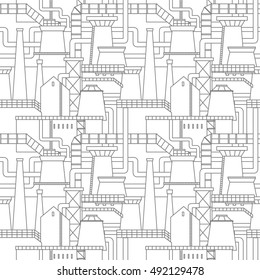 Industrial city background, seamless pattern