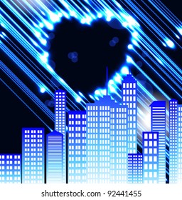 Industrial city in love, vector illustration