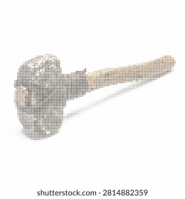Industrial claw hammer hand tool illustration featuring a unique halftone dot pattern for hardware or renovation concepts.