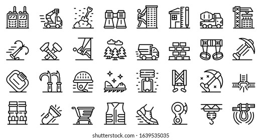 Industrial climber icons set. Outline set of industrial climber vector icons for web design isolated on white background