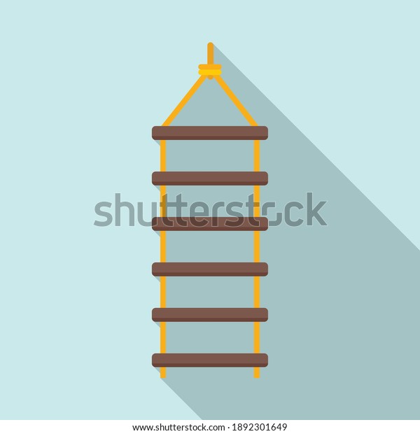 Industrial climber\
rope ladder icon. Flat illustration of industrial climber rope\
ladder vector icon for web\
design