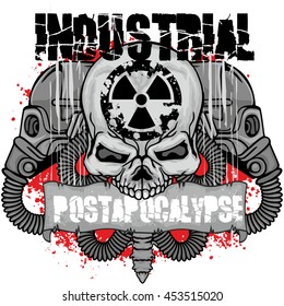 industrial coat of arms with skull, grunge.vintage design t-shirts