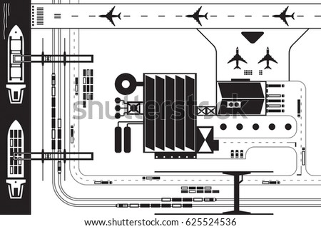 Industrial communication from above - vector illustration