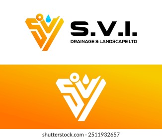 Industrial company excavator hand monogram SVI letter logo design.

